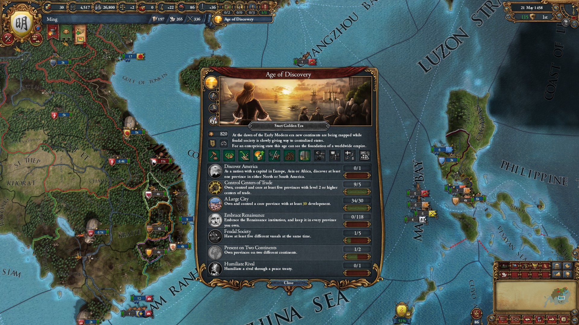 EU4 Age of Discovery view, the era where situational DLC shines